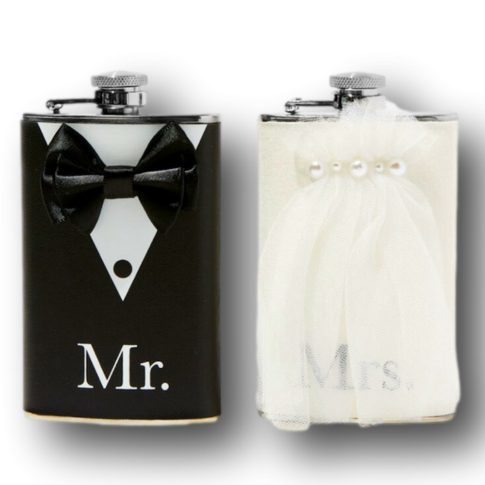2-Pack Mr. & Mrs. Wedding Day Flask Set - NWT